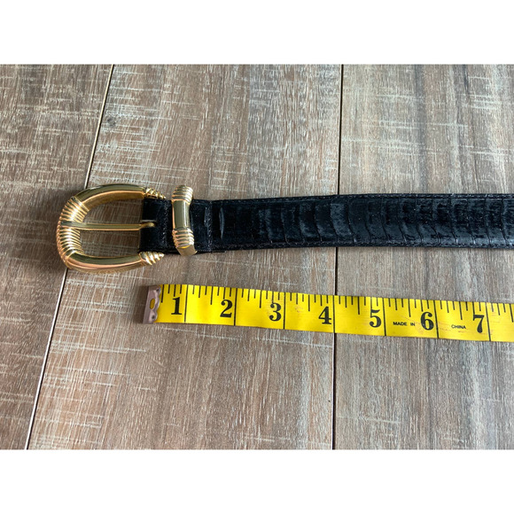 Amanda Smith Genuine Snake Skin Vinyl Lined Black Belt 5 Holes Size L